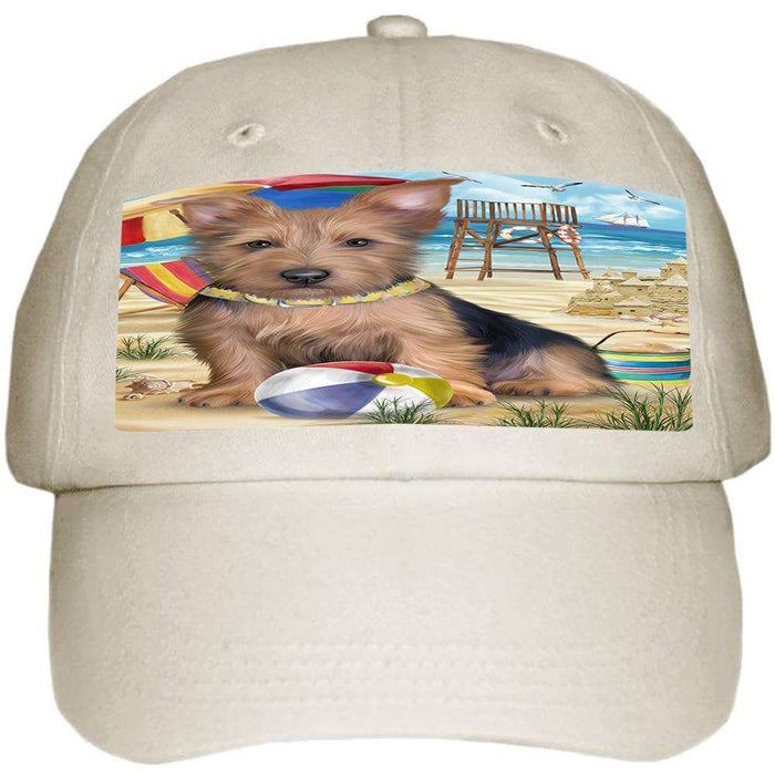 Pet Friendly Beach Australian Terrier Dog  Ball Hat Cap HAT53679