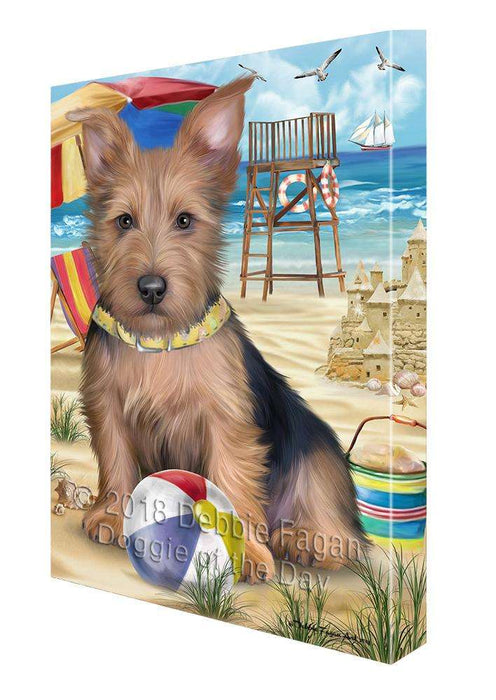 Pet Friendly Beach Australian Terrier Dog Canvas Wall Art CVS65536