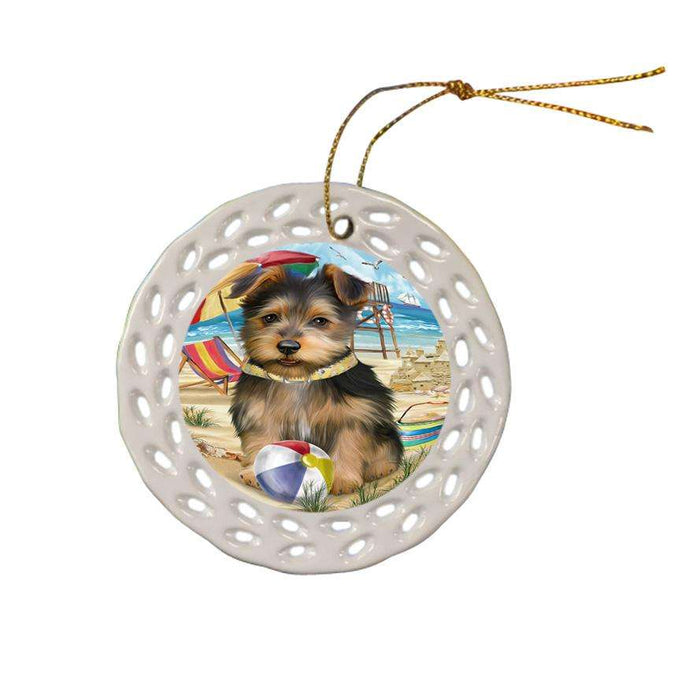 Pet Friendly Beach Australian Terrier Dog Ceramic Doily Ornament DPOR49981