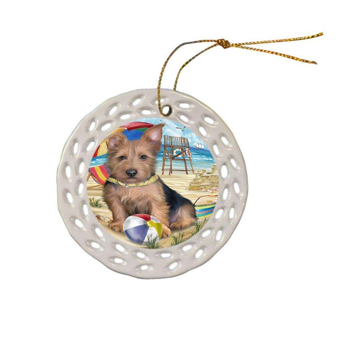 Pet Friendly Beach Australian Terrier Dog Ceramic Doily Ornament DPOR49982