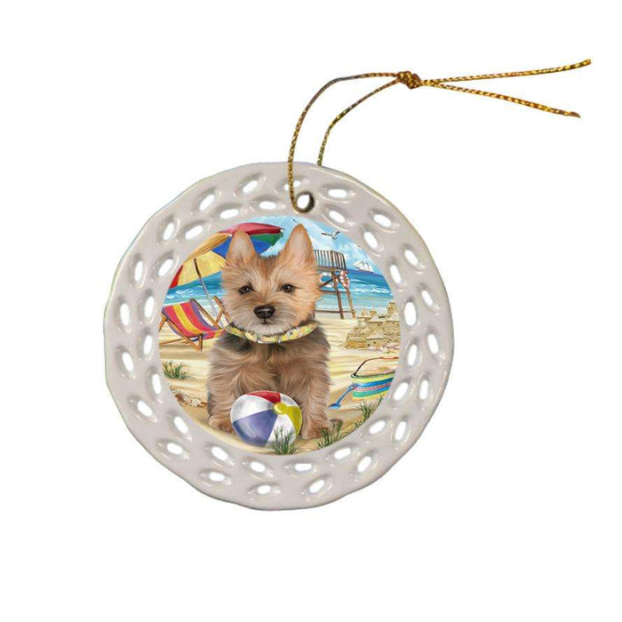 Pet Friendly Beach Australian Terrier Dog Ceramic Doily Ornament DPOR49983