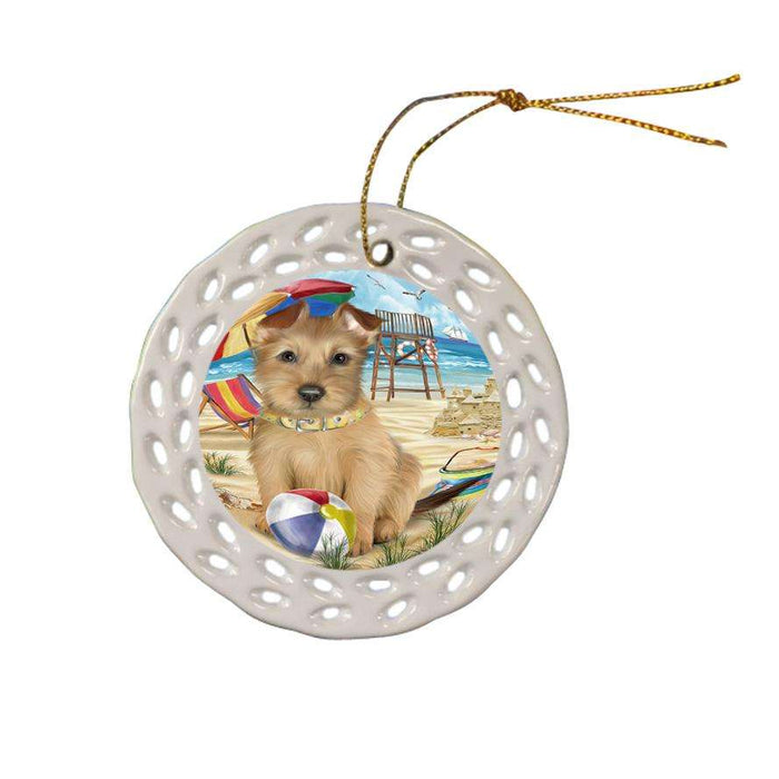 Pet Friendly Beach Australian Terrier Dog Ceramic Doily Ornament DPOR49984