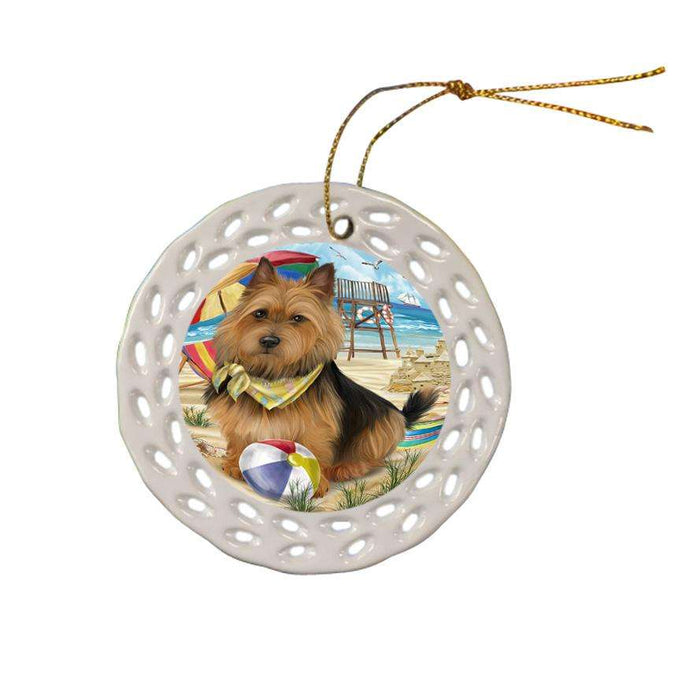 Pet Friendly Beach Australian Terrier Dog Ceramic Doily Ornament DPOR49985