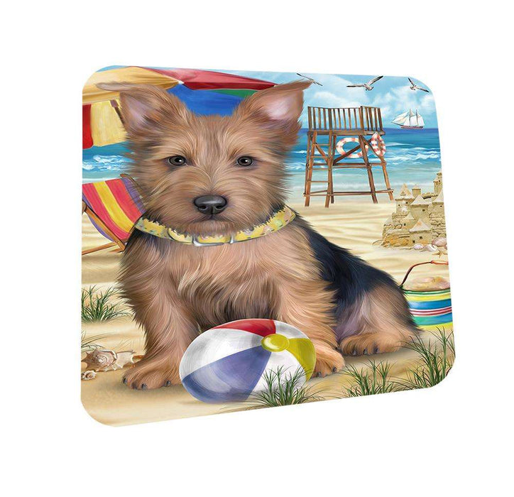 Pet Friendly Beach Australian Terrier Dog Coasters Set of 4 CST49941