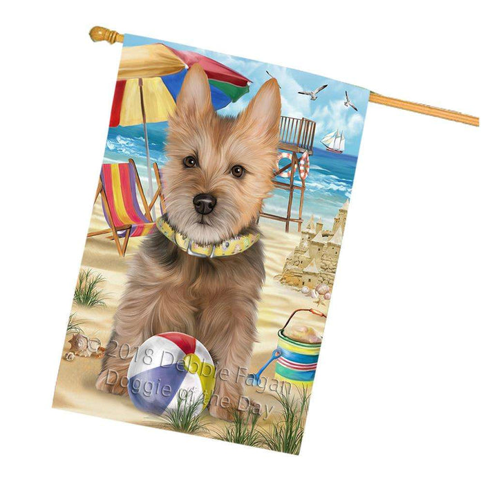 Pet Friendly Beach Australian Terrier Dog House Flag FLG49948