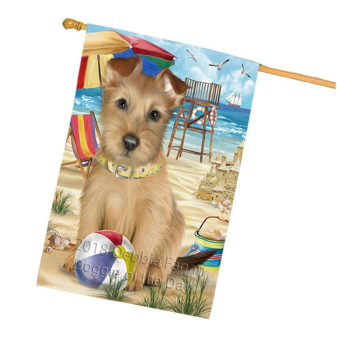 Pet Friendly Beach Australian Terrier Dog House Flag FLG49949