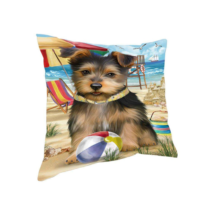 Pet Friendly Beach Australian Terrier Dog Pillow PIL55780