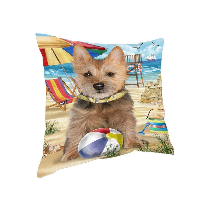 Pet Friendly Beach Australian Terrier Dog Pillow PIL55788