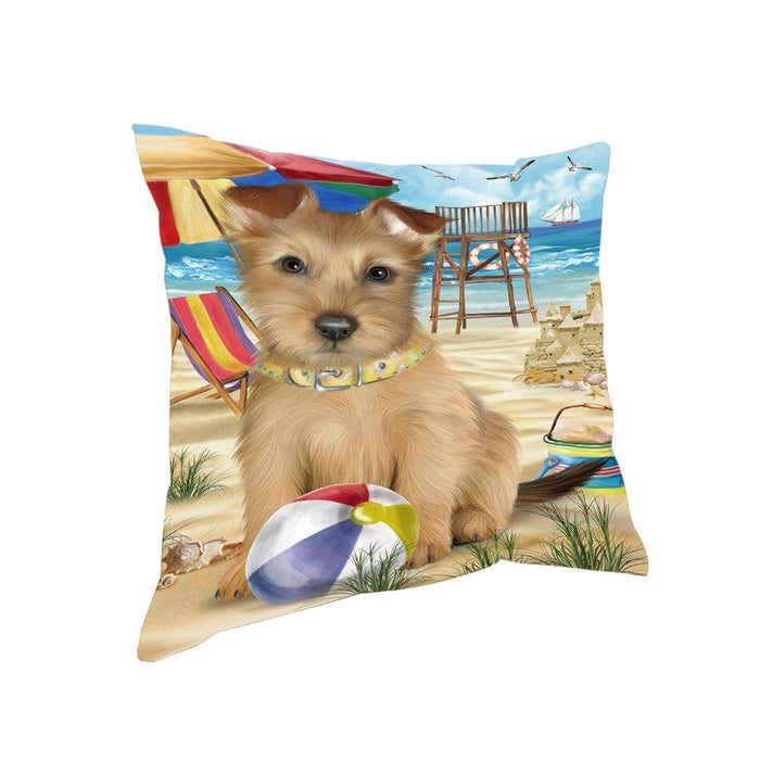 Pet Friendly Beach Australian Terrier Dog Pillow PIL55792