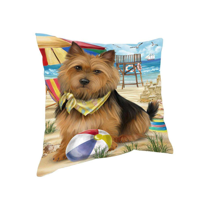 Pet Friendly Beach Australian Terrier Dog Pillow PIL55796