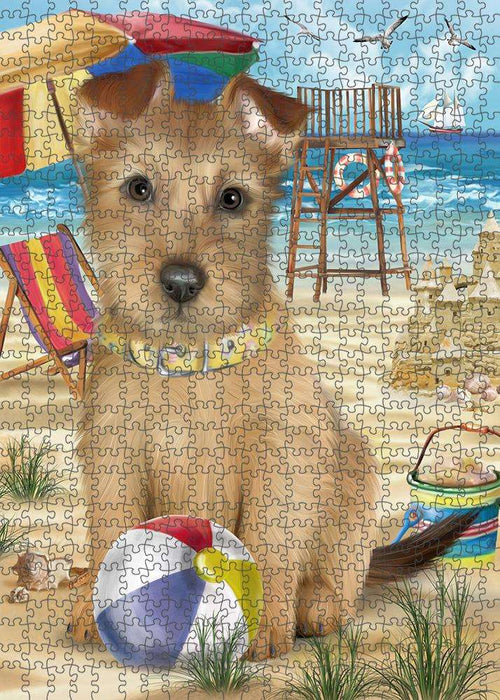 Pet Friendly Beach Australian Terrier Dog Puzzle with Photo Tin PUZL53658
