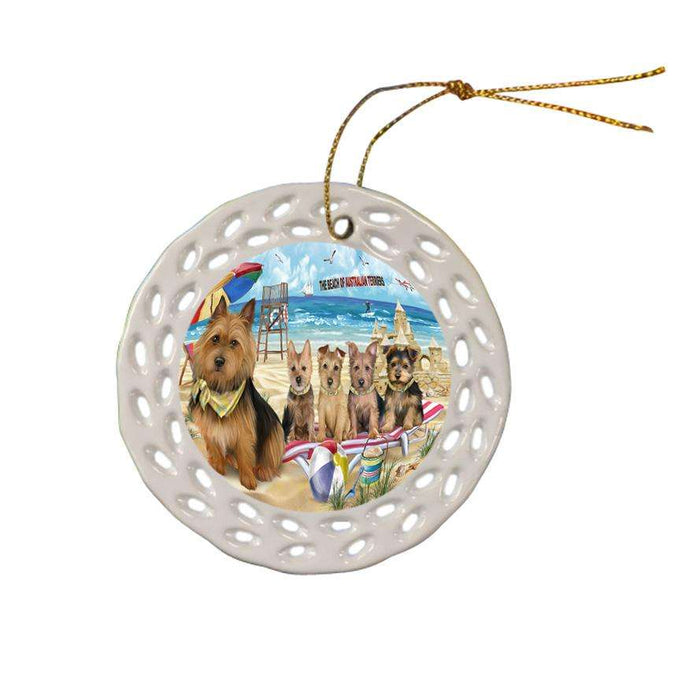 Pet Friendly Beach Australian Terriers Dog Ceramic Doily Ornament DPOR49980