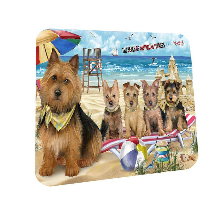 Pet Friendly Beach Australian Terriers Dog Coasters Set of 4 CST49939