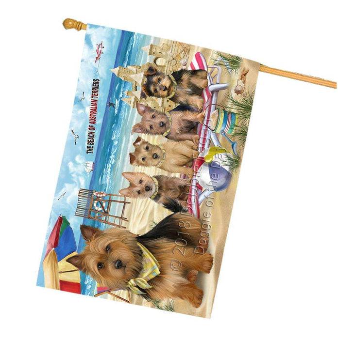 Pet Friendly Beach Australian Terriers Dog House Flag FLG49945