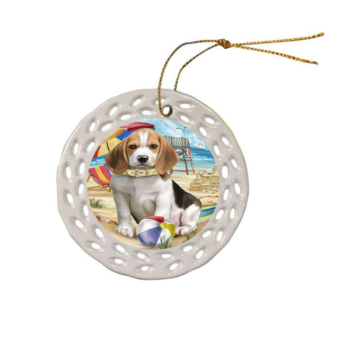 Pet Friendly Beach Beagle Dog Ceramic Doily Ornament DPOR48605