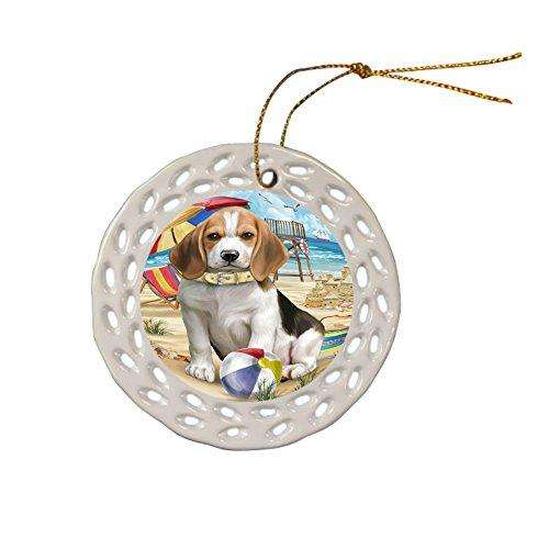 Pet Friendly Beach Beagle Dog Ceramic Doily Ornament DPOR48605