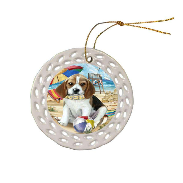 Pet Friendly Beach Beagle Dog Ceramic Doily Ornament DPOR48606