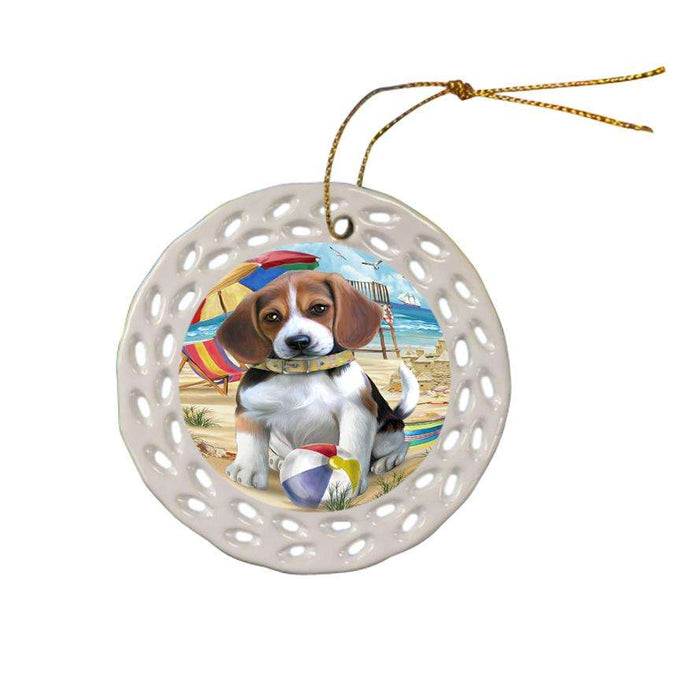 Pet Friendly Beach Beagle Dog Ceramic Doily Ornament DPOR48607