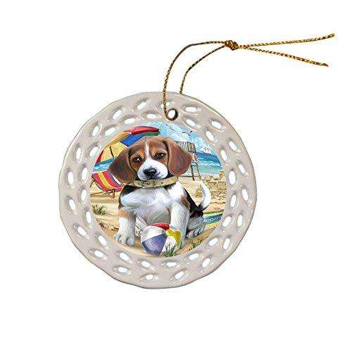 Pet Friendly Beach Beagle Dog Ceramic Doily Ornament DPOR48607