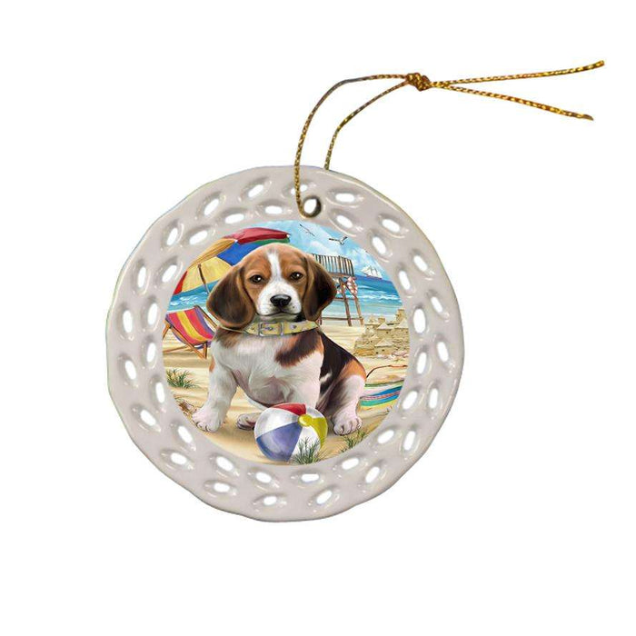 Pet Friendly Beach Beagle Dog Ceramic Doily Ornament DPOR48608