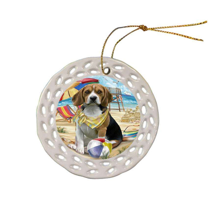 Pet Friendly Beach Beagle Dog Ceramic Doily Ornament DPOR48609