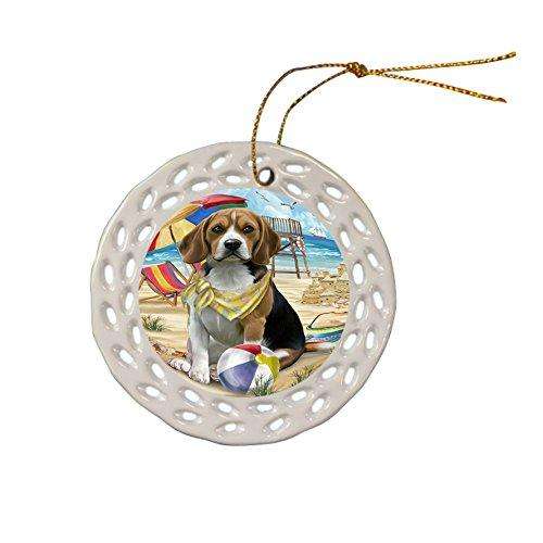 Pet Friendly Beach Beagle Dog Ceramic Doily Ornament DPOR48609