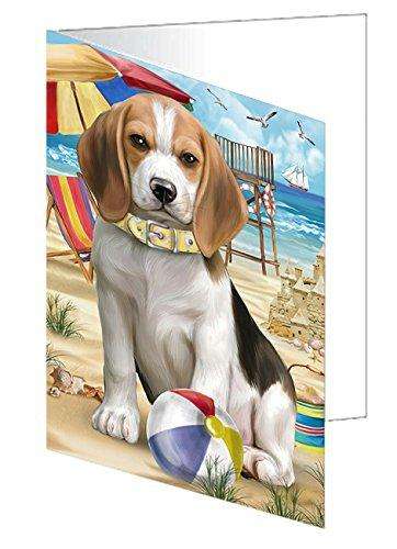 Pet Friendly Beach Beagle Dog Handmade Artwork Assorted Pets Greeting Cards and Note Cards with Envelopes for All Occasions and Holiday Seasons GCD49844