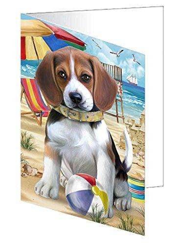 Pet Friendly Beach Beagle Dog Handmade Artwork Assorted Pets Greeting Cards and Note Cards with Envelopes for All Occasions and Holiday Seasons GCD49850