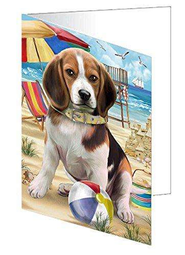 Pet Friendly Beach Beagle Dog Handmade Artwork Assorted Pets Greeting Cards and Note Cards with Envelopes for All Occasions and Holiday Seasons GCD49853