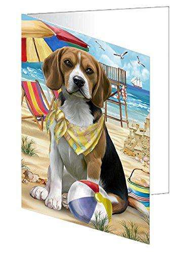 Pet Friendly Beach Beagle Dog Handmade Artwork Assorted Pets Greeting Cards and Note Cards with Envelopes for All Occasions and Holiday Seasons GCD49856