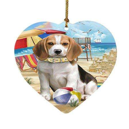 Pet Friendly Beach Beagle Dog Heart Christmas Ornament HPOR48605