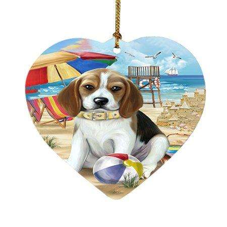 Pet Friendly Beach Beagle Dog Heart Christmas Ornament HPOR48606