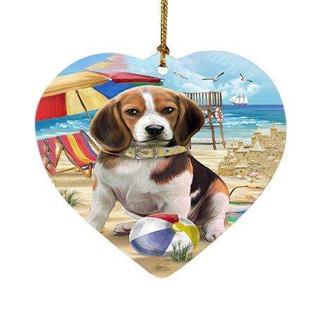 Pet Friendly Beach Beagle Dog Heart Christmas Ornament HPOR48608