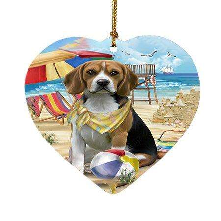 Pet Friendly Beach Beagle Dog Heart Christmas Ornament HPOR48609