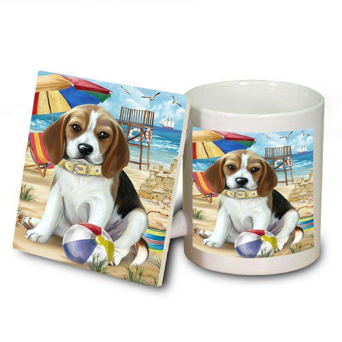 Pet Friendly Beach Beagle Dog Mug and Coaster Set MUC48598