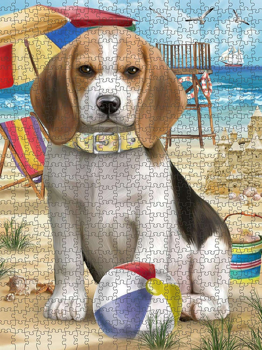 Pet Friendly Beach Beagle Dog Puzzle with Photo Tin PUZL49521