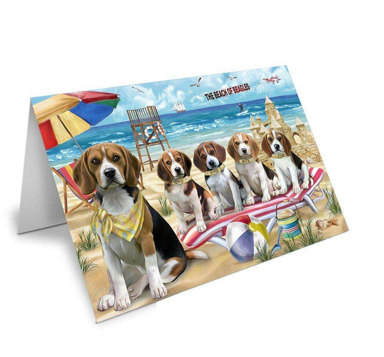 Pet Friendly Beach Beagles Dog Handmade Artwork Assorted Pets Greeting Cards and Note Cards with Envelopes for All Occasions and Holiday Seasons GCD49841