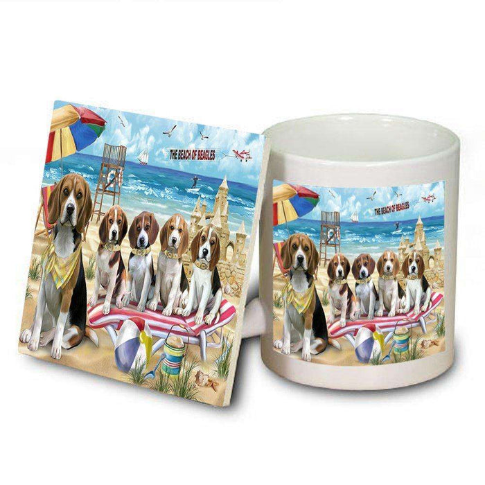 Pet Friendly Beach Beagles Dog Mug and Coaster Set MUC48596