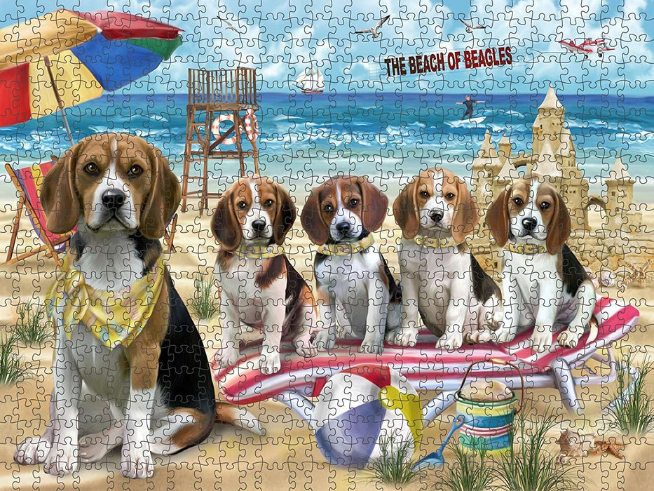 Pet Friendly Beach Beagles Dog Puzzle with Photo Tin PUZL49518