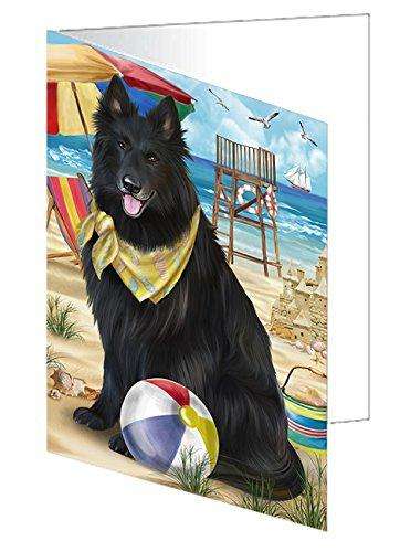 Pet Friendly Beach Belgian Shepherd Dog Handmade Artwork Assorted Pets Greeting Cards and Note Cards with Envelopes for All Occasions and Holiday Seasons GCD49871