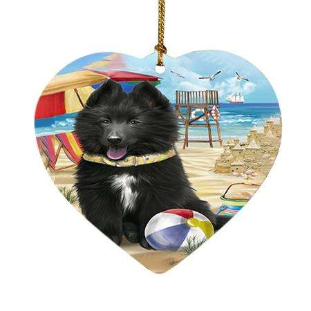 Pet Friendly Beach Belgian Shepherd Dog Heart Christmas Ornament HPOR48611