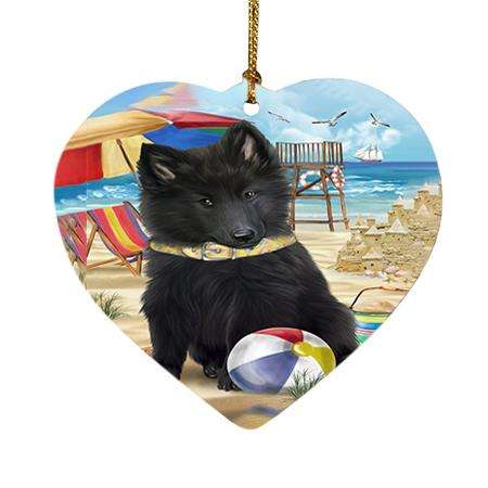 Pet Friendly Beach Belgian Shepherd Dog Heart Christmas Ornament HPOR48612