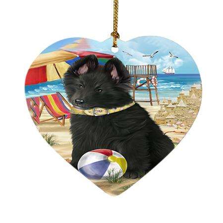 Pet Friendly Beach Belgian Shepherd Dog Heart Christmas Ornament HPOR48613