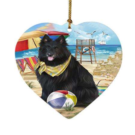 Pet Friendly Beach Belgian Shepherd Dog Heart Christmas Ornament HPOR48614