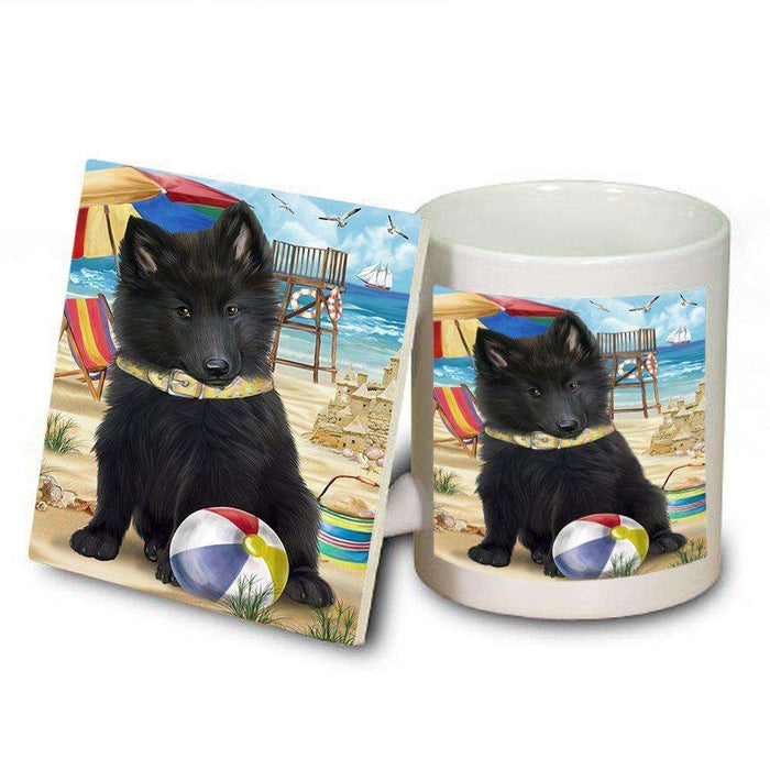 Pet Friendly Beach Belgian Shepherd Dog Mug and Coaster Set MUC48604