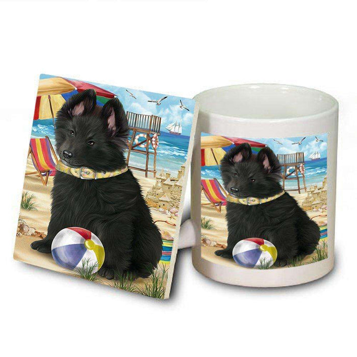 Pet Friendly Beach Belgian Shepherd Dog Mug and Coaster Set MUC48605