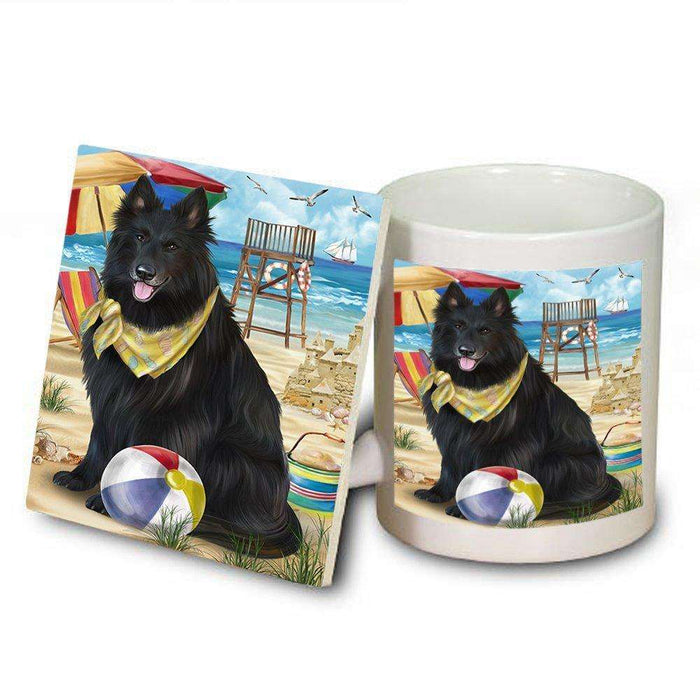 Pet Friendly Beach Belgian Shepherd Dog Mug and Coaster Set MUC48606