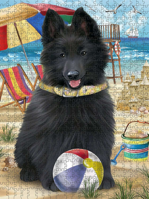 Pet Friendly Beach Belgian Shepherd Dog Puzzle with Photo Tin PUZL49536
