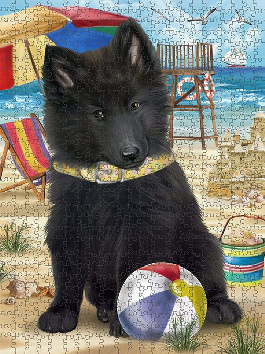Pet Friendly Beach Belgian Shepherd Dog Puzzle with Photo Tin PUZL49542