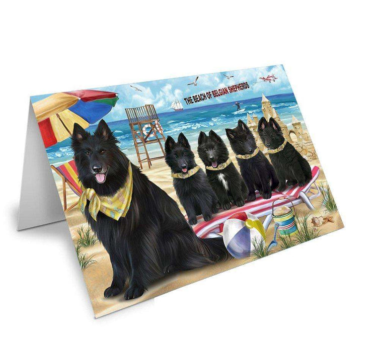 Pet Friendly Beach Belgian Shepherds Dog Handmade Artwork Assorted Pets Greeting Cards and Note Cards with Envelopes for All Occasions and Holiday Seasons GCD49874